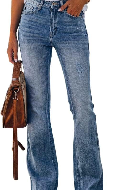 Women High Waisted Jeans Flare Stretch Bootcut Casual Denim Pants