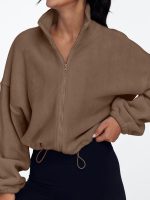 Womens Fleece Jackets Zip Up Oversized Sweatshirts Winter Clothes Long Sleeve Crop Sherpa Fall Outfits Fashion