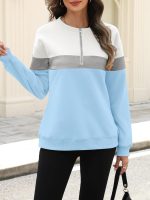Womens Sweatshirts Half Zip Fleece Pullover Tops Color Block Quarter Zipper Hoodies Fall Winter Clothes