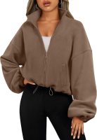 Womens Fleece Jackets Zip Up Oversized Sweatshirts Winter Clothes Long Sleeve Crop Sherpa Fall Outfits Fashion