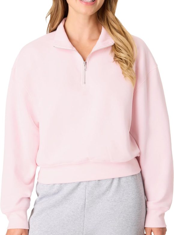 Women's Quarter-zip Pullover,  Fleece Pullover Shirt, Cotton Blend
