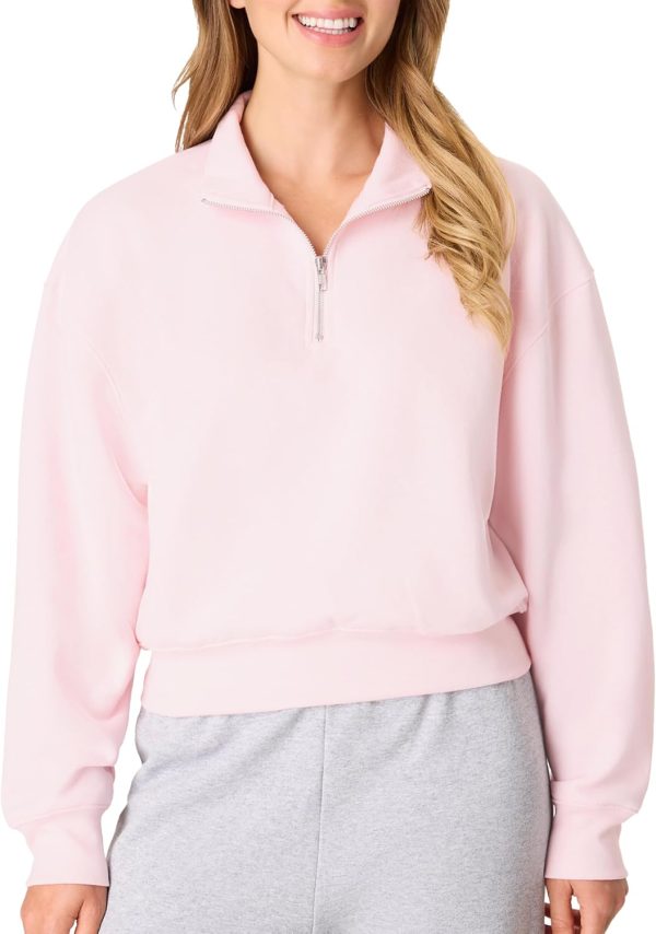 Women's Quarter-zip Pullover, Fleece Pullover Shirt, Cotton Blend