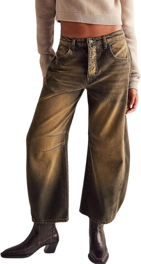 Barrel Jeans Women Baggy  Jeans for Women y2k Cargo Jeans Wide Leg High Waist Midrise Button Fly  Fall