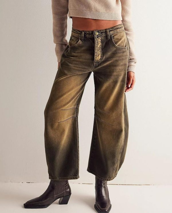 Barrel Jeans Women Baggy  Jeans for Women y2k Cargo Jeans Wide Leg High Waist Midrise Button Fly  Fall
