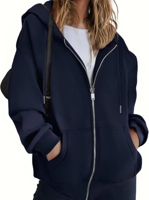 Hoodies Women Zip Up Hoodie Oversized Sweatshirt Fleece Jackets Spring Fall Winter Coats Fashion