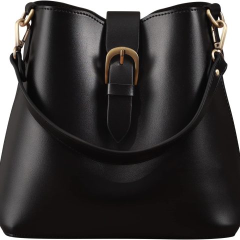 Bucket Vegan Leather Bag For Women  Retro Faux Casual  Classic Vintage Simple Shoulder Handbag
