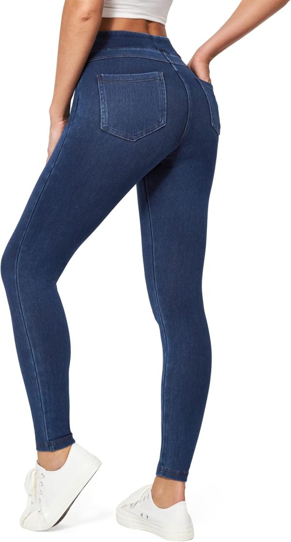 for Women Tummy Control Pull on Stretchy Jeans High Waisted Skinny Jean Leggings with Pockets Trendy Casual