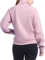 Women's Mixed Rib Half Zip Pullover Sweatshirt