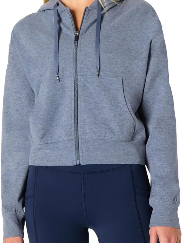 Women's Athletic Soft Performance Lightweight Cropped Zip Up Workout Hoodie